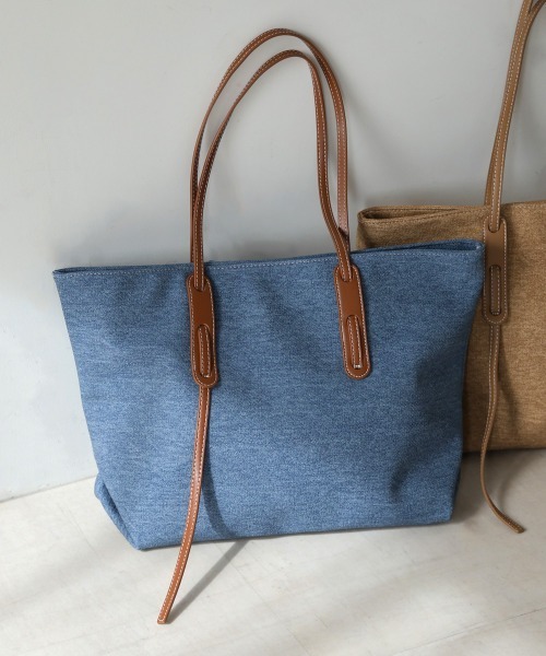 Bab(バブ)の「ベルトデザイントートBAG(トートバッグ・レディース・ベージュ/ブルー・ONESIZE)」の1枚目の写真