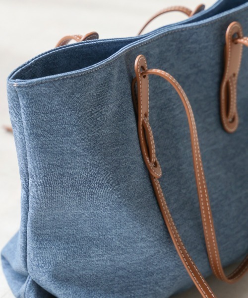 Bab(バブ)の「ベルトデザイントートBAG(トートバッグ・レディース・ベージュ/ブルー・ONESIZE)」の7枚目の写真