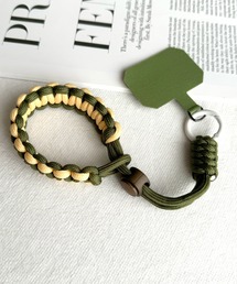 UNii（ユニー）の「編み込み パラコード ハンドストラップ スマホストラップ 落下防止 バイカラー ホルダー付（スマホグッズ）」