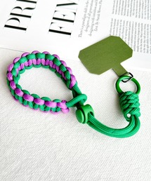 UNii（ユニー）の「編み込み パラコード ハンドストラップ スマホストラップ 落下防止 バイカラー ホルダー付（スマホグッズ）」