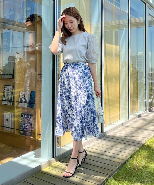 couture brooch（クチュールブローチ）の「◆【接触冷感/UVケア/マシンウォッシャブル】袖レースデザイントップス（Tシャツ/カットソー・レディース・ライトグレー/オフホワイト/ブラック・42/40/38/36）」の21枚目の写真