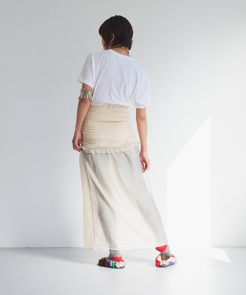 oll(オール)の「Shirring bare skirt(スカート・レディース・ベージュ/ブラック・FREE)」の8枚目の写真