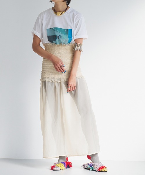oll(オール)の「Shirring bare skirt(スカート・レディース・ベージュ/ブラック・FREE)」の9枚目の写真