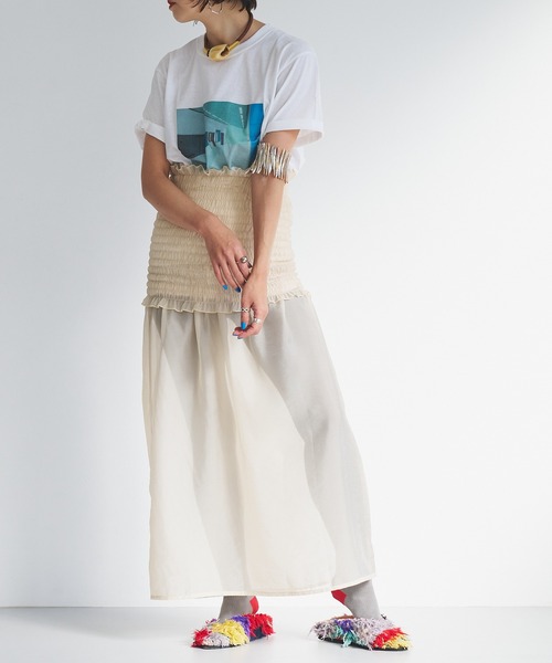 oll(オール)の「Shirring bare skirt(スカート・レディース・ベージュ/ブラック・FREE)」の10枚目の写真