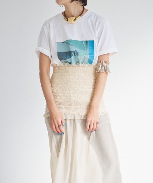 oll(オール)の「Shirring bare skirt(スカート・レディース・ベージュ/ブラック・FREE)」の11枚目の写真