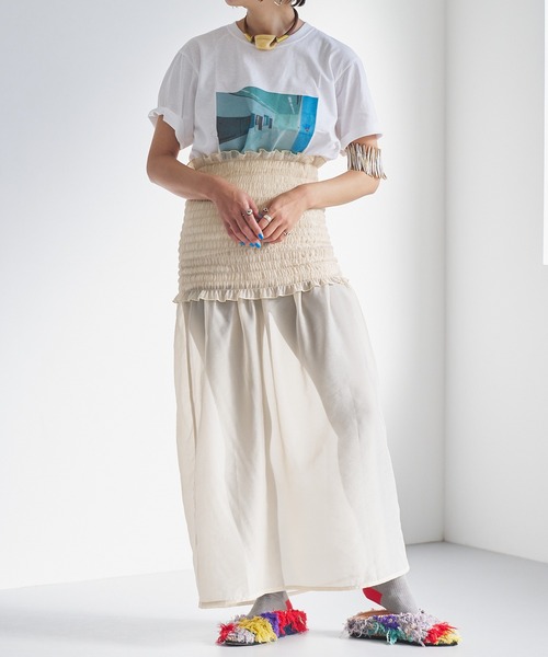 oll(オール)の「Shirring bare skirt(スカート・レディース・ベージュ/ブラック・FREE)」の17枚目の写真
