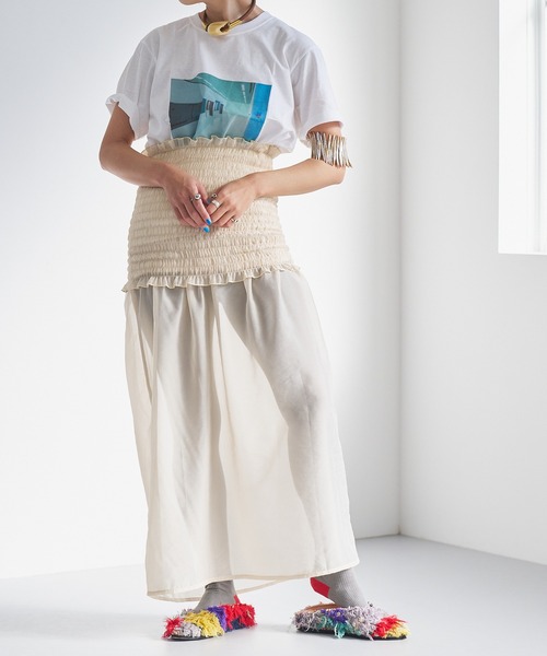 oll(オール)の「Shirring bare skirt(スカート・レディース・ベージュ/ブラック・FREE)」の18枚目の写真