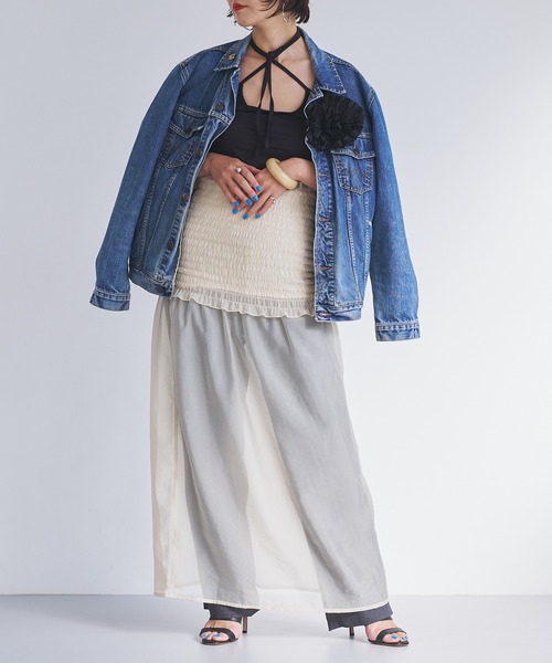 oll(オール)の「Shirring bare skirt(スカート・レディース・ベージュ/ブラック・FREE)」の20枚目の写真