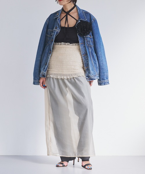 oll(オール)の「Shirring bare skirt(スカート・レディース・ベージュ/ブラック・FREE)」の21枚目の写真