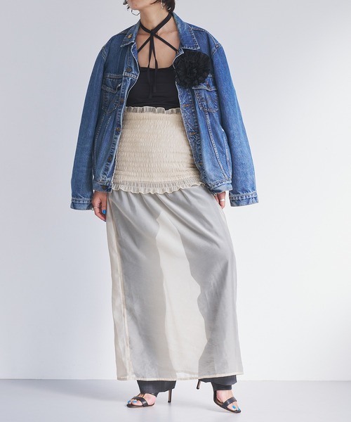 oll(オール)の「Shirring bare skirt(スカート・レディース・ベージュ/ブラック・FREE)」の22枚目の写真