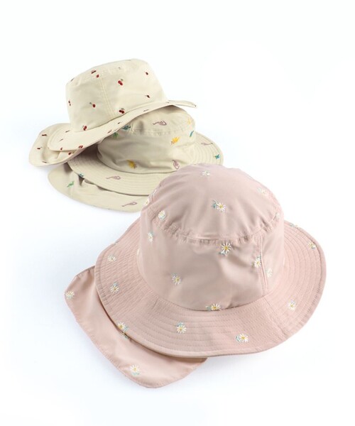 BRANSHES（ブランシェス）の「日よけ付き刺繍ハット（ハット・キッズ・ピンク/ベージュ/アイボリー・50cm/52cm/56cm/54cm）」の14枚目の写真