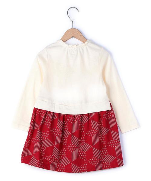 coen（コーエン）の「【coen kids】プリントコンビワンピース（100～150cm)（ワンピース・キッズ・オフホワイト/ダークグレー・110/100/120/130/150/140）」の5枚目の写真