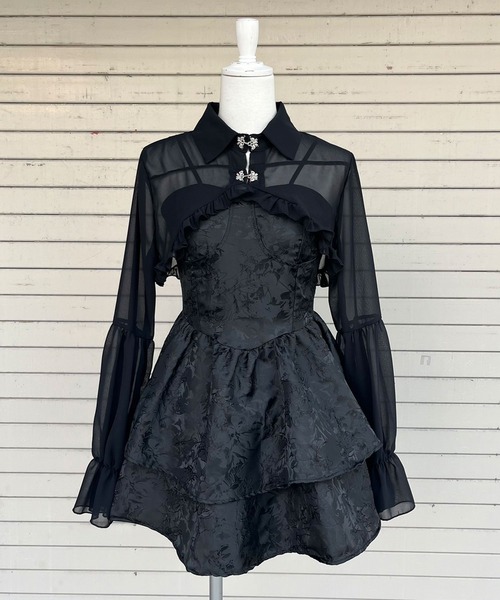 Diable baiser(ディアブルベーゼ)の「サブジラ系ブラウスボレロ×キャミワンピセット(ワンピース・レディース・ブラック・SMALL/MEDIUM/LARGE/LL)」の8枚目の写真