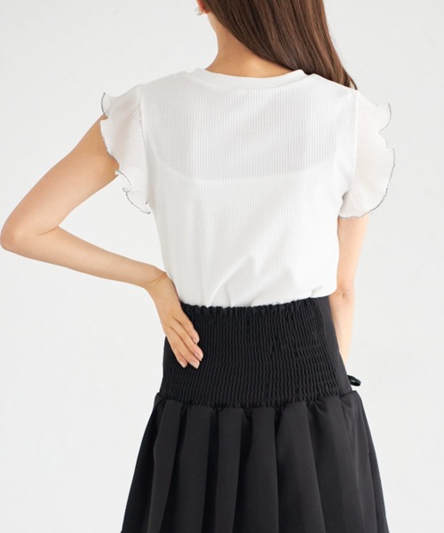tocco closet(トッコ クローゼット)の「【ZOZO限定】シフォンフリルスリーブトップス(シャツ/ブラウス・レディース・ブラック/オフホワイト/チャコールグレー・M)」の10枚目の写真