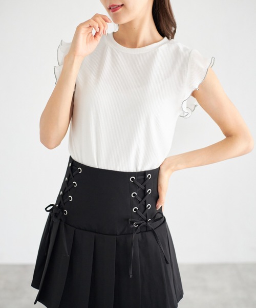 tocco closet(トッコ クローゼット)の「【ZOZO限定】シフォンフリルスリーブトップス(シャツ/ブラウス・レディース・ブラック/オフホワイト/チャコールグレー・M)」の9枚目の写真