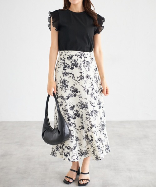 tocco closet(トッコ クローゼット)の「【ZOZO限定】シフォンフリルスリーブトップス(シャツ/ブラウス・レディース・ブラック/オフホワイト/チャコールグレー・M)」の16枚目の写真