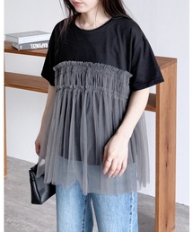 reca | チュールドッキングTシャツ(Tシャツ/カットソー)