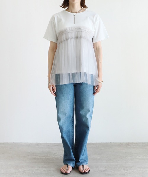 reca（レカ）の「チュールドッキングTシャツ（Tシャツ/カットソー・レディース・ブラック/オフホワイト/チャコール・FREE）」の22枚目の写真