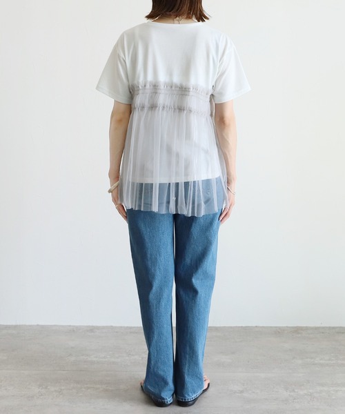 reca（レカ）の「チュールドッキングTシャツ（Tシャツ/カットソー・レディース・ブラック/オフホワイト/チャコール・FREE）」の15枚目の写真