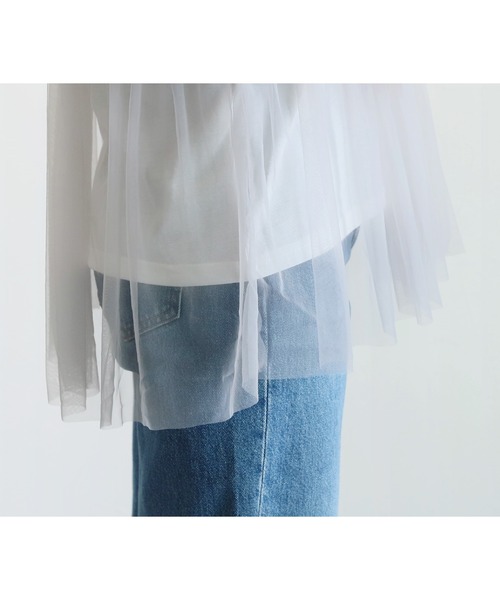 reca（レカ）の「チュールドッキングTシャツ（Tシャツ/カットソー・レディース・ブラック/オフホワイト/チャコール・FREE）」の5枚目の写真