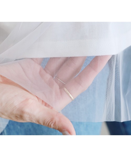 reca（レカ）の「チュールドッキングTシャツ（Tシャツ/カットソー・レディース・ブラック/オフホワイト/チャコール・FREE）」の6枚目の写真