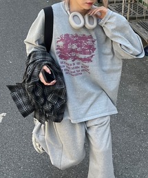 【Chikashitsu +】layered graphic long sleeve / 【チカシツプラス】レイヤードグラフィックプリント長袖Tシャツ