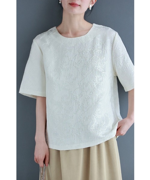 【極上】GALERIE VIE ホワイト 長袖シャツ　身幅たっぷり　レーヨン 889a28735cc8d50b275689e3da7079