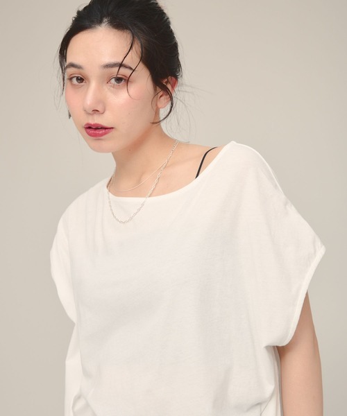 eL(エル)の「【eL】Sheer Loose french sleeve/132329(Tシャツ/カットソー・レディース・ブラック/オフホワイト・FREE)」の2枚目の写真