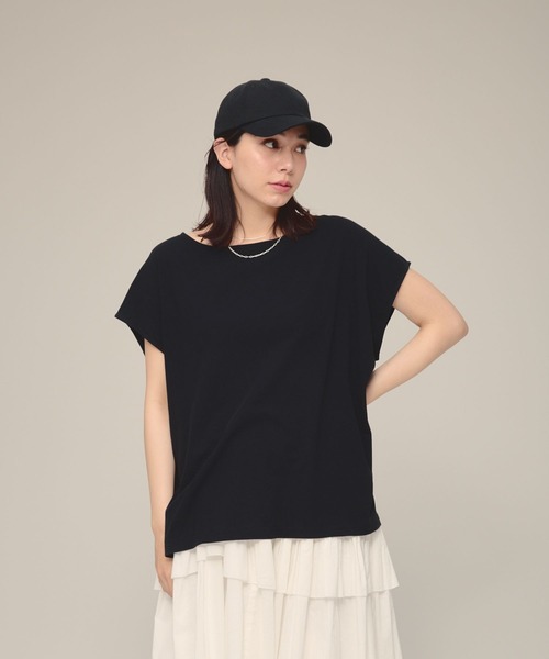 eL(エル)の「【eL】Sheer Loose french sleeve/132329(Tシャツ/カットソー・レディース・ブラック/オフホワイト・FREE)」の1枚目の写真