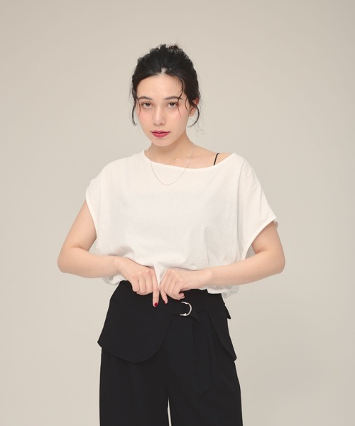 eL(エル)の「【eL】Sheer Loose french sleeve/132329(Tシャツ/カットソー・レディース・ブラック/オフホワイト・FREE)」の21枚目の写真