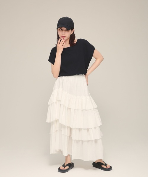 eL(エル)の「【eL】Sheer Loose french sleeve/132329(Tシャツ/カットソー・レディース・ブラック/オフホワイト・FREE)」の17枚目の写真