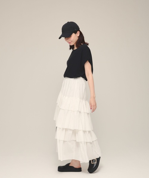 eL(エル)の「【eL】Sheer Loose french sleeve/132329(Tシャツ/カットソー・レディース・ブラック/オフホワイト・FREE)」の16枚目の写真