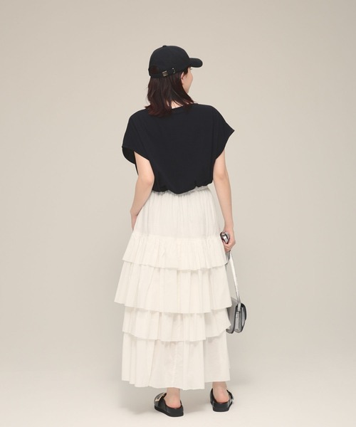 eL(エル)の「【eL】Sheer Loose french sleeve/132329(Tシャツ/カットソー・レディース・ブラック/オフホワイト・FREE)」の15枚目の写真