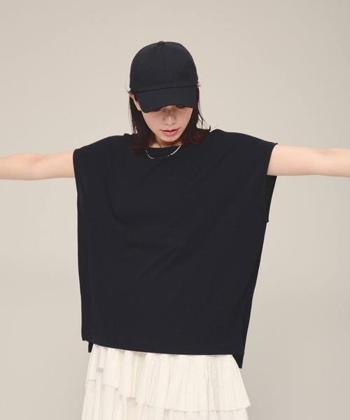 eL(エル)の「【eL】Sheer Loose french sleeve/132329(Tシャツ/カットソー・レディース・ブラック/オフホワイト・FREE)」の12枚目の写真