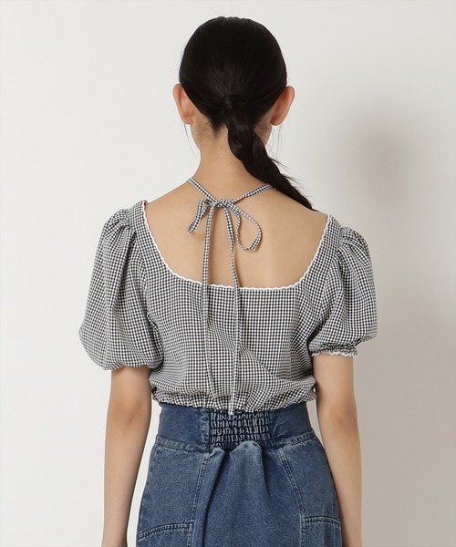 REDYAZEL（レディアゼル）の「ギンガムチェックパフスリーブブラウス（シャツ/ブラウス・レディース・ブラック/ベージュ/パープル・FREE）」の5枚目の写真