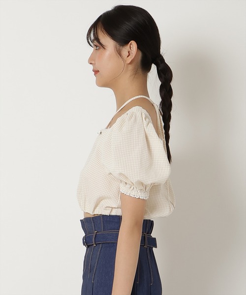 REDYAZEL（レディアゼル）の「ギンガムチェックパフスリーブブラウス（シャツ/ブラウス・レディース・ブラック/ベージュ/パープル・FREE）」の10枚目の写真