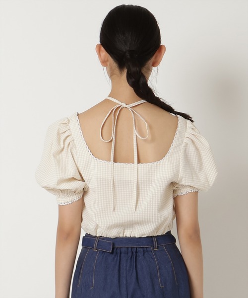 REDYAZEL（レディアゼル）の「ギンガムチェックパフスリーブブラウス（シャツ/ブラウス・レディース・ブラック/ベージュ/パープル・FREE）」の11枚目の写真