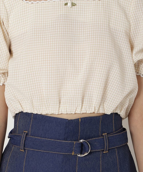 REDYAZEL（レディアゼル）の「ギンガムチェックパフスリーブブラウス（シャツ/ブラウス・レディース・ブラック/ベージュ/パープル・FREE）」の14枚目の写真