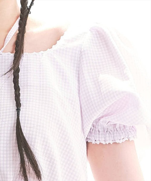 REDYAZEL（レディアゼル）の「ギンガムチェックパフスリーブブラウス（シャツ/ブラウス・レディース・ブラック/ベージュ/パープル・FREE）」の18枚目の写真