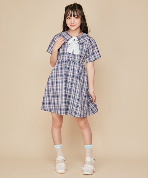 JENNI love（ジェニィラブ）の「チェック柄セーラーワンピ（ワンピース