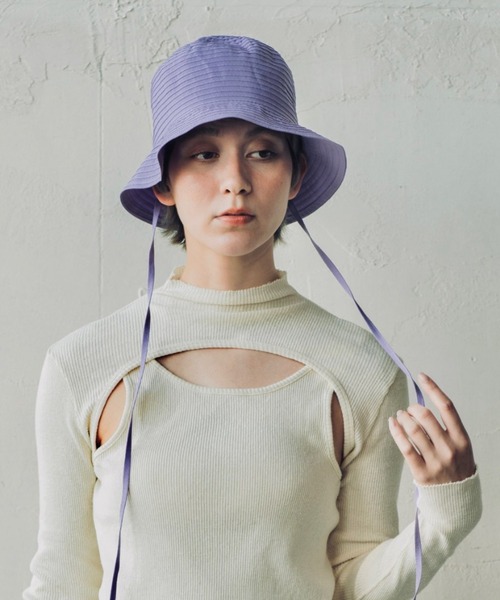 ORIENT MILLINERY（オリエント ミリナリー）の「GRAN【ｸﾞﾗﾝ】グログランブレードハット（ハット・レディース・パープル/グリーン/オフホワイト/ブラック・FREE）」の4枚目の写真