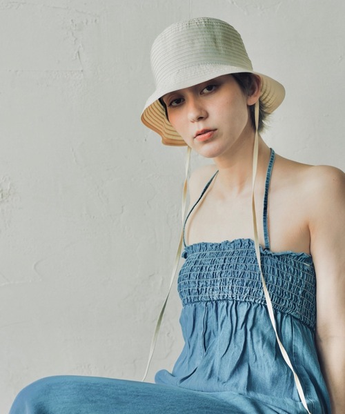 ORIENT MILLINERY（オリエント ミリナリー）の「GRAN【ｸﾞﾗﾝ】グログランブレードハット（ハット・レディース・パープル/グリーン/オフホワイト/ブラック・FREE）」の5枚目の写真