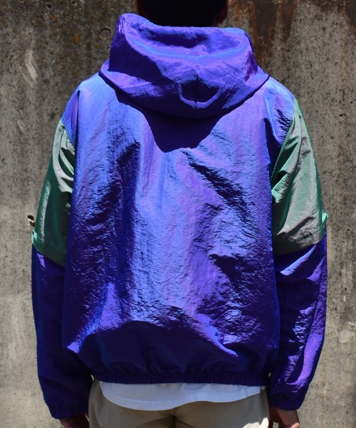 80~90s SURF STYLE アノラック　玉虫色 90s USA製 Surf Style ナイロンプルオーバー 玉虫色 パープル