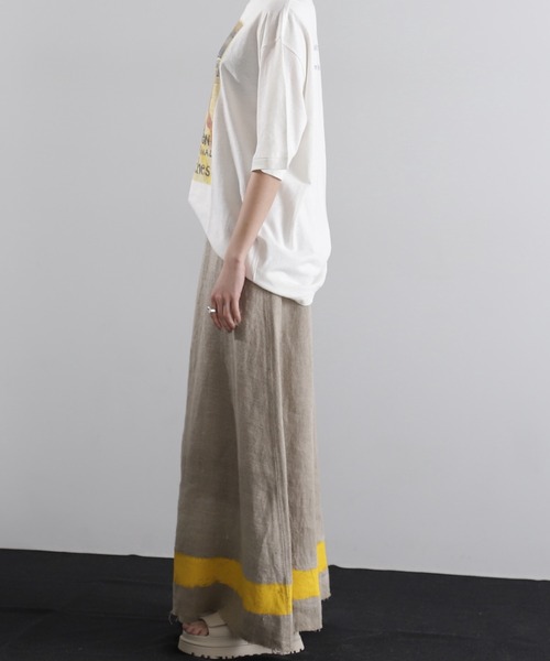 mici（ミチ）の「(mici)ラインペイントリネンスカート（スカート・レディース・ブラック/ベージュ・SMALL/MEDIUM）」の19枚目の写真