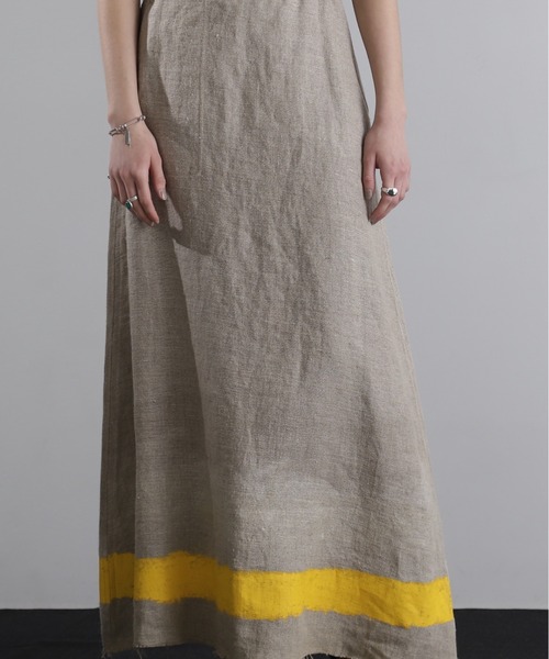 mici（ミチ）の「(mici)ラインペイントリネンスカート（スカート・レディース・ブラック/ベージュ・SMALL/MEDIUM）」の11枚目の写真