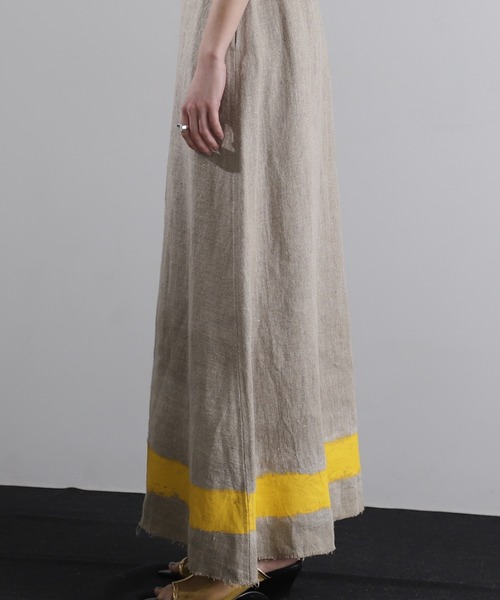 mici（ミチ）の「(mici)ラインペイントリネンスカート（スカート・レディース・ブラック/ベージュ・SMALL/MEDIUM）」の12枚目の写真