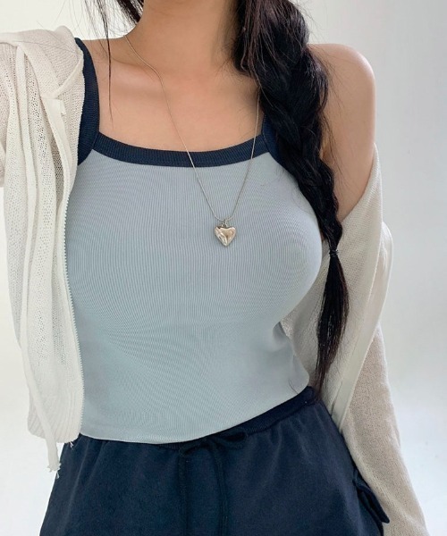 BEIDELLI（ベイデリー）の「[BELLIDE MADE] ミックス配色クロップキャミソール（キャミソール・レディース・ネイビー/ライム/ピンク/ホワイト/ライトブルー・FREE）」の16枚目の写真