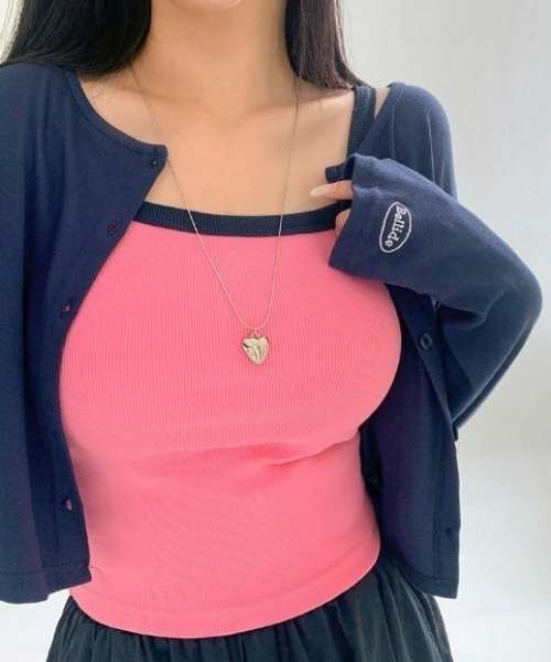 BEIDELLI（ベイデリー）の「[BELLIDE MADE] ミックス配色クロップキャミソール（キャミソール・レディース・ネイビー/ライム/ピンク/ホワイト/ライトブルー・FREE）」の19枚目の写真