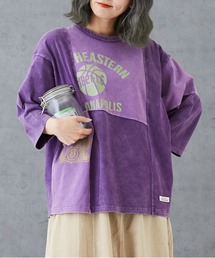 CUBE SUGAR（キューブシュガー）の「20/-天竺パウダー加工7分袖リメイク風切替Tシャツ（Tシャツ/カットソー）」
