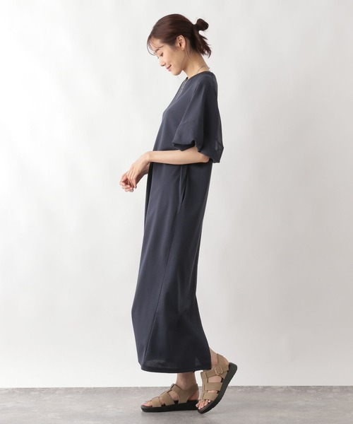GLOBAL WORK（グローバルワーク）の「ヘビロッTEE袖シフォンワンピース/123883（ワンピース・レディース・ブラック/ダークグリーン/ネイビー・FREE）」の14枚目の写真